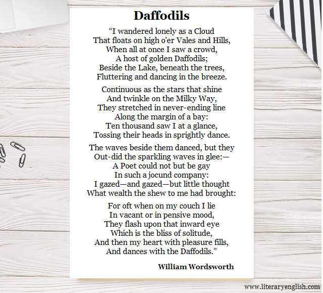 Summary Analysis Of Daffodils By William Wordsworth Literary English