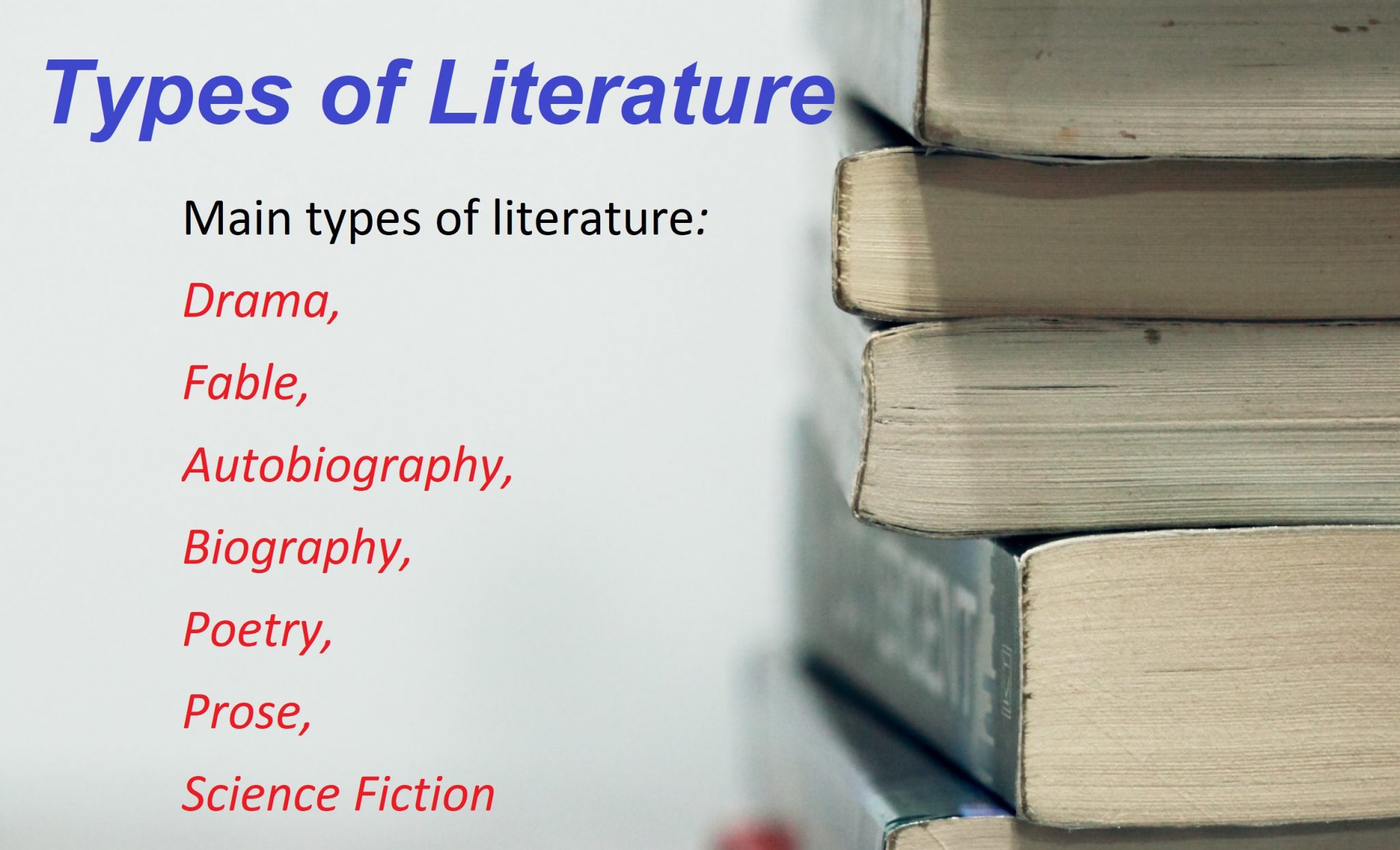 Different Types Of Literature Literary English