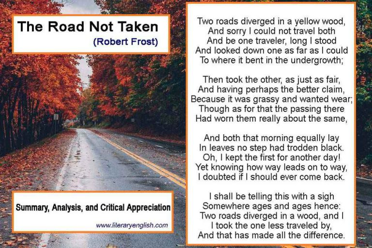 Summary and Analysis of The Road Not Taken - Literary English