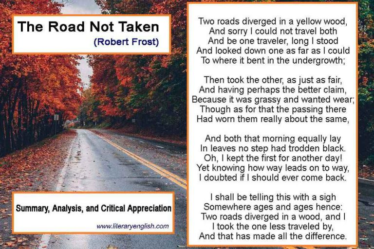 Summary And Analysis Of The Road Not Taken Literary English