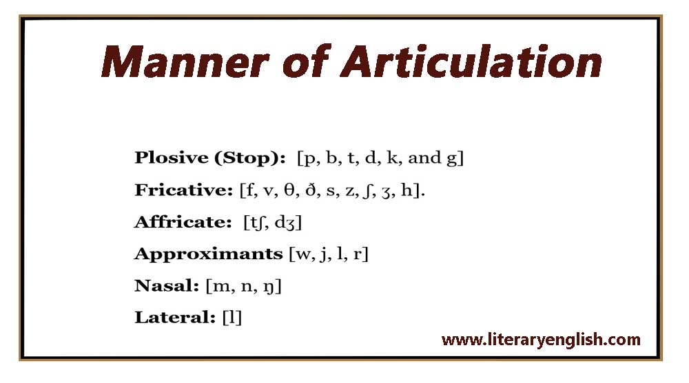 What Is Manner Of Articulation In Linguistics