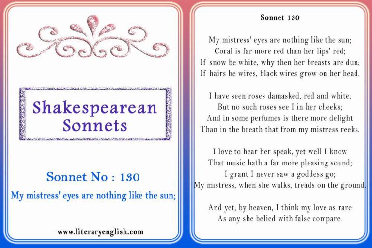 Sonnet 130 | My Mistress' Eyes Are Nothing Like The Sun - Literary English