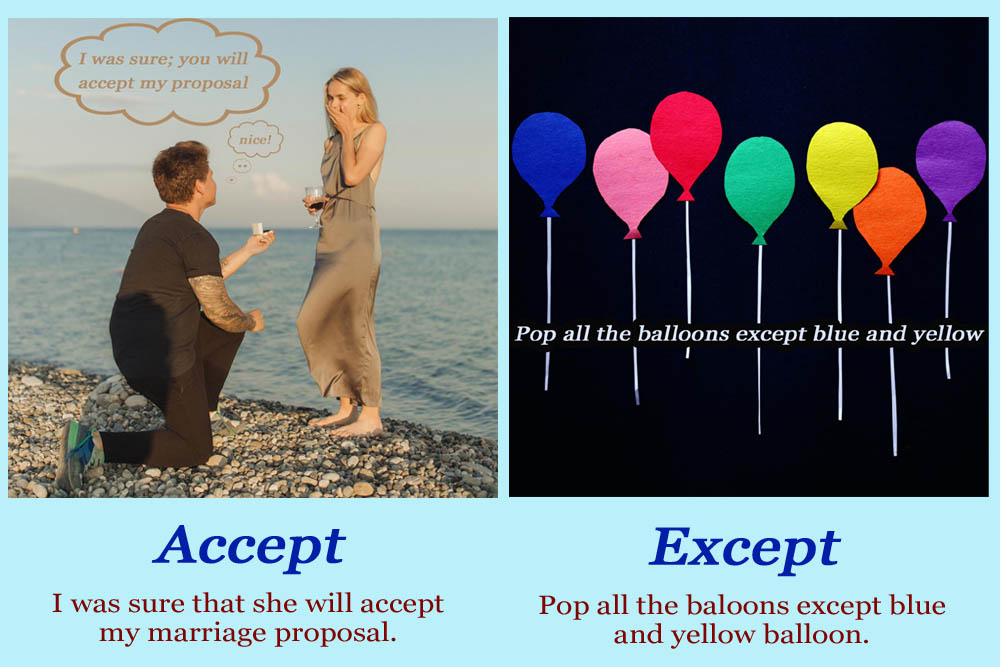 Difference Between Accept And Except Pair Of Words Literary English