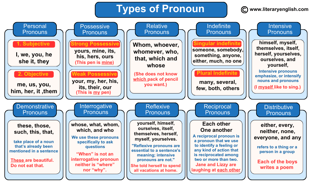Types of pronoun / Kinds of pronoun